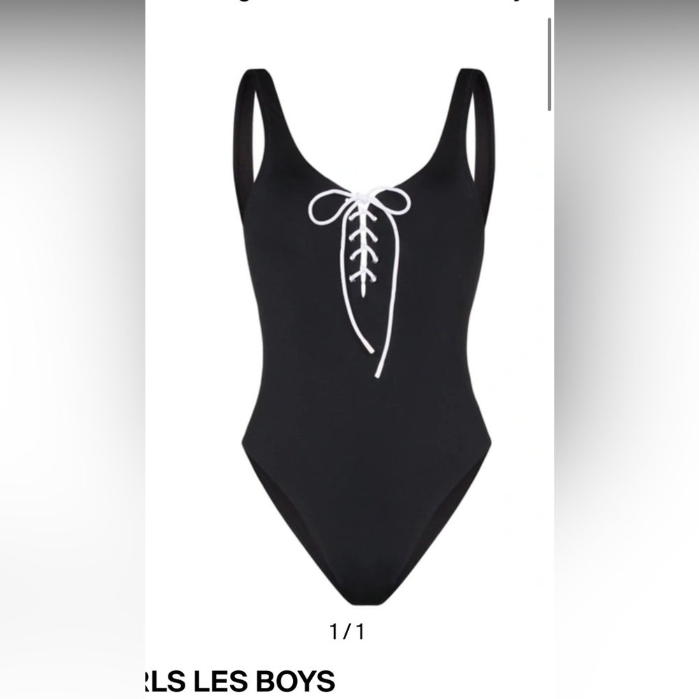 Les Girls Les Boys black and white lace up swimsuit L